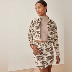 Reformation Jackie High Rise Denim Skirt in Desert Sand, Size 26